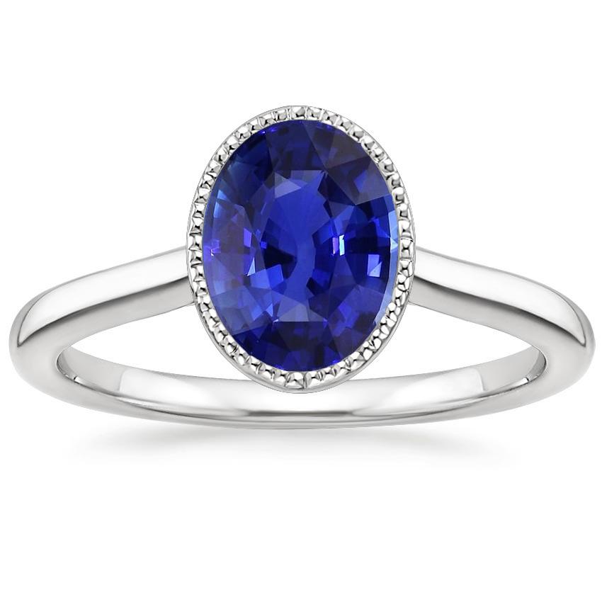 Ovale Solitaire blauwe saffier ring bezel set 2,50 karaat sieraden - harrychadent.nl