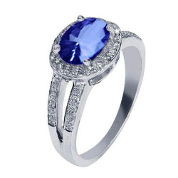 Ovale Sri Lanka Saffier Ronde Diamanten Ring 3.51 Carat