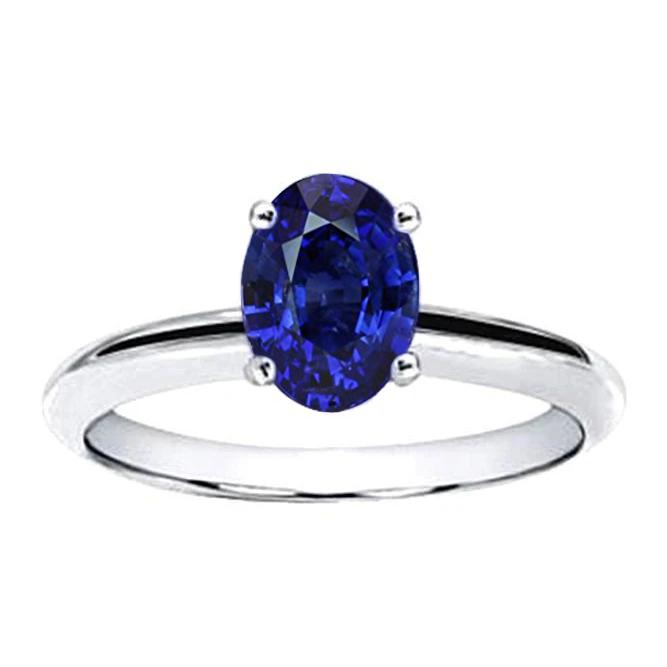 Ovale Sri Lanka Sapphire Solitaire Ring Wit Goud 14K 3.30 Karaat - harrychadent.nl