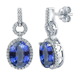 Ovale Sri Lanka-saffier met diamanten bungeloorbellen 5,50 Ct