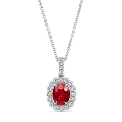 Ovale adelaarsklauwen rode robijn en diamanten damesketting hanger 3,30 ct