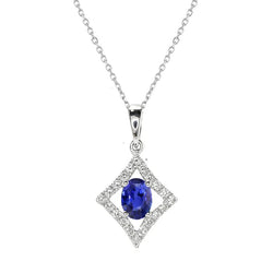 Ovale blauwe saffier & diamanten hanger Kite Style sieraden 1,75 karaat