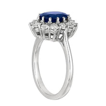 Afbeelding in Gallery-weergave laden, Ovale blauwe saffier en ronde diamanten Halo ring 6,50 ct. Wit goud 14K - harrychadent.nl
