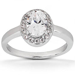Ovale diamanten Halo-ring 1,25 ct witgoud 14k