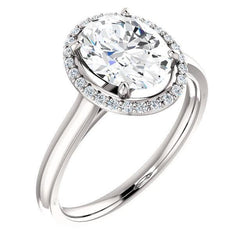 Ovale diamanten ring 2,50 karaat Halo wit goud 14K