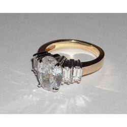 Ovale diamanten ring antieke look 1.51 karaat tweekleurige sieraden Nieuw