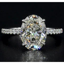 Ovale diamanten verlovingsring 4 karaat sieraden wit goud 14K