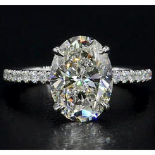 Afbeelding in Gallery-weergave laden, Ovale diamanten verlovingsring 4 karaat sieraden wit goud 14K - harrychadent.nl
