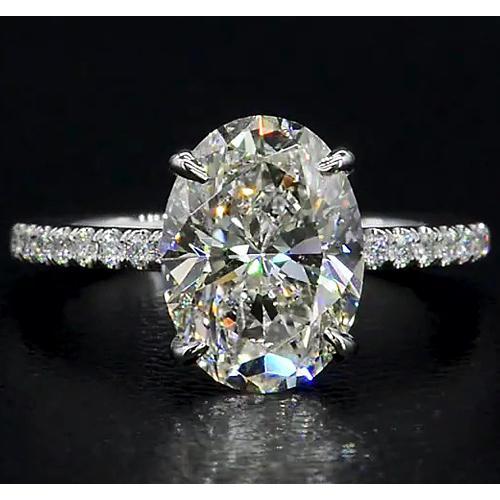Ovale diamanten verlovingsring 4 karaat sieraden wit goud 14K - harrychadent.nl
