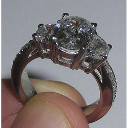 Ovale diamanten verlovingsring wit goud 14K 3,50 karaat