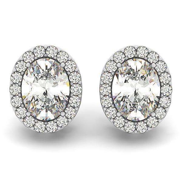 Ovale en ronde Halo Diamond Stud Earring 2.90 karaat witgoud 14K - harrychadent.nl