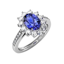 Afbeelding in Gallery-weergave laden, Ovale en ronde briljante diamanten 3.75 karaats ring Tanzaniet WG 14K - harrychadent.nl
