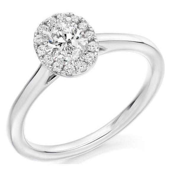 Ovale en ronde geslepen Halo diamanten ring wit goud 14K 1.80 karaat - harrychadent.nl