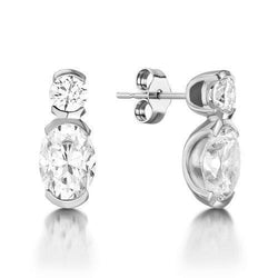 Ovale en ronde geslepen diamanten druppeloorbel 2,50 karaat damessieraden