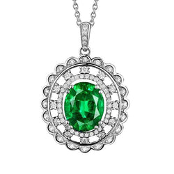 Ovale groene smaragd edelsteen hanger 5,25 karaat witgoud 14K