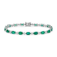 Afbeelding in Gallery-weergave laden, Ovale groene smaragd en ronde diamanten tennisarmband 15.25 karaat sieraden
