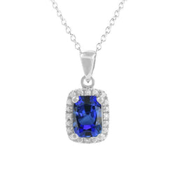 Ovale natuurlijke blauwe saffier en diamanten halo hanger 2 karaats goud