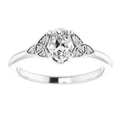 Ovale oude mijnwerker diamanten ring Trinity knoop stijl wit gouden sieraden 3 karaat