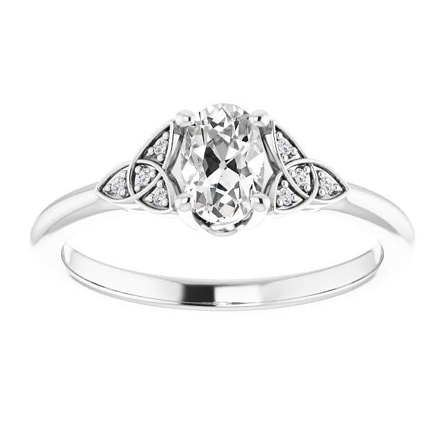 Ovale oude mijnwerker diamanten ring Trinity knoop stijl wit gouden sieraden 3 karaat - harrychadent.nl