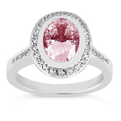 Ovale roze Halo edelsteen ring 2.41 kt witgoud 14K