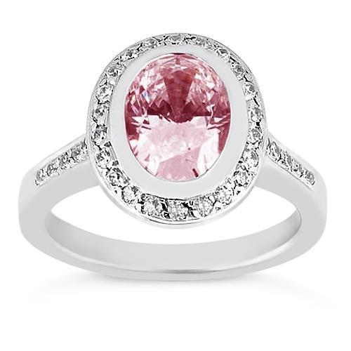 Ovale roze Halo edelsteen ring 2.41 kt witgoud 14K - harrychadent.nl