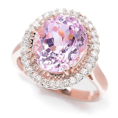 Ovale roze kunziet met diamanten fancy ring rosé goud 14K 21,75 karaat - harrychadent.nl