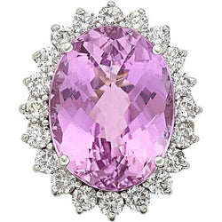 Ovale roze natuurlijke Kunziet diamanten trouwring 26 ct. Wit goud 14K