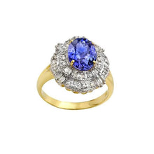 Afbeelding in Gallery-weergave laden, Ovale tanzaniet en baguette diamanten gouden ring 8 karaat nieuw - harrychadent.nl
