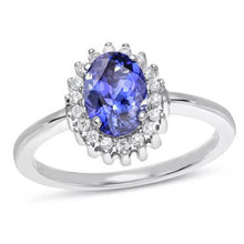 Afbeelding in Gallery-weergave laden, Ovale tanzaniet met diamanten 9 kt ring nieuw goud wit 14k - harrychadent.nl
