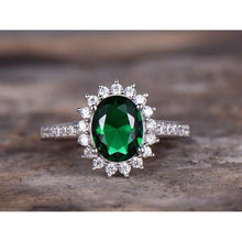 Afbeelding in Gallery-weergave laden, Ovale vorm groene smaragd en diamanten ring wit goud 14K 5,75 Ct - harrychadent.nl
