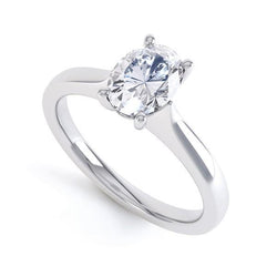 Ovale Echt Diamanten Dames Witgouden Solitaire Ring 1 Karaat