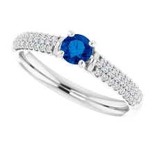 Afbeelding in Gallery-weergave laden, Pave Diamond Blue Sapphire 2 karaats ring wit goud 14K - harrychadent.nl
