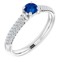 Pave Diamond Blue Sapphire 2 karaats ring wit goud 14K