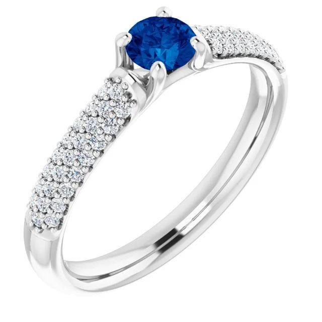 Pave Diamond Blue Sapphire 2 karaats ring wit goud 14K - harrychadent.nl