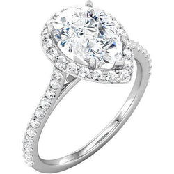 Peer Center Halo Diamant Anniversary Ring 1,95 karaat witgoud 14K