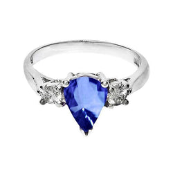 Peer Ceylon Sapphire Diamanten Witgouden Ring 4.21 Ct Sieraden