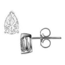 Peer Cut Solitaire Diamond Stud Earring 1,50 karaat 14K witgoud - harrychadent.nl