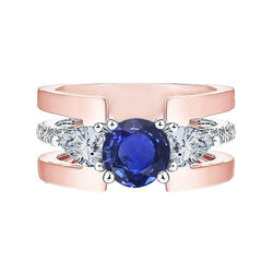 Peer Diamant Ronde Edelsteen Saffier Fancy Ring 3 Karaat