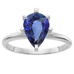 Peer Edelsteen Solitaire Ring Prong Set Blauwe Saffier 2,50 Karaat