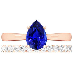 Peer Edelsteen Verlovingsring & Diamanten Band Set Rose Goud 4 Karaat