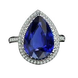 Peer Halo Ring Ceylon Saffier Sieraden Met Accenten 4 Karaat Goud
