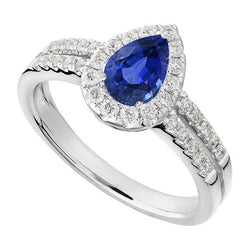 Peer Halo Verlovingsring Ceylon Sapphire Split Shank 4 karaat