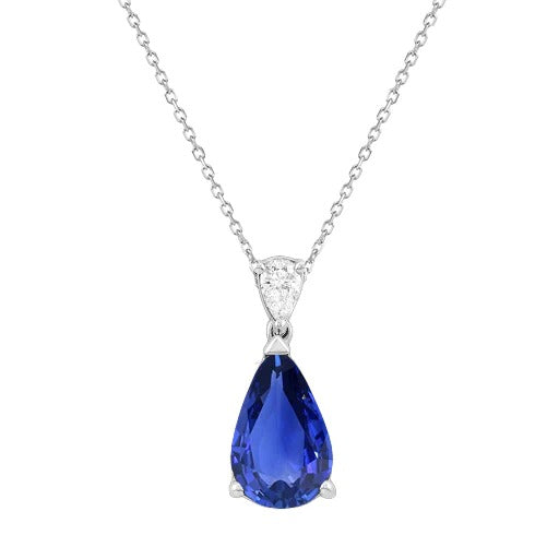 Peer Saffier & Diamond Teardrop hanger met ketting 1,50 karaat - harrychadent.nl