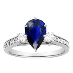 Peer Saffier Edelsteen Ring Met Accenten Ronde Diamanten 3,50 Karaat