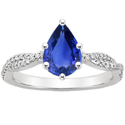 Peer Solitaire Ring Blauwe Ceylon Saffier Met Accenten Goud 5,50 Karaat