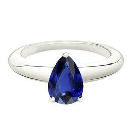 Peer Solitaire Srilanka Saffier Ring 2.50 Karaat Wit Goud 14K