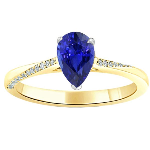 Peer Solitaire Srilanka Sapphire Ring met diamanten accenten 2,50 karaat - harrychadent.nl