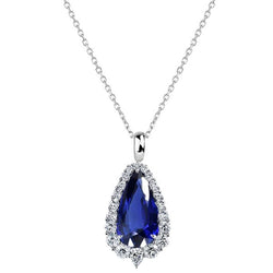 Peer Sri Lankaanse saffier Halo Teardrop hanger & diamant 2,75 karaat