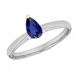 Peer blauwe saffier Solitaire verlovingsring 1 karaat edelsteen sieraden