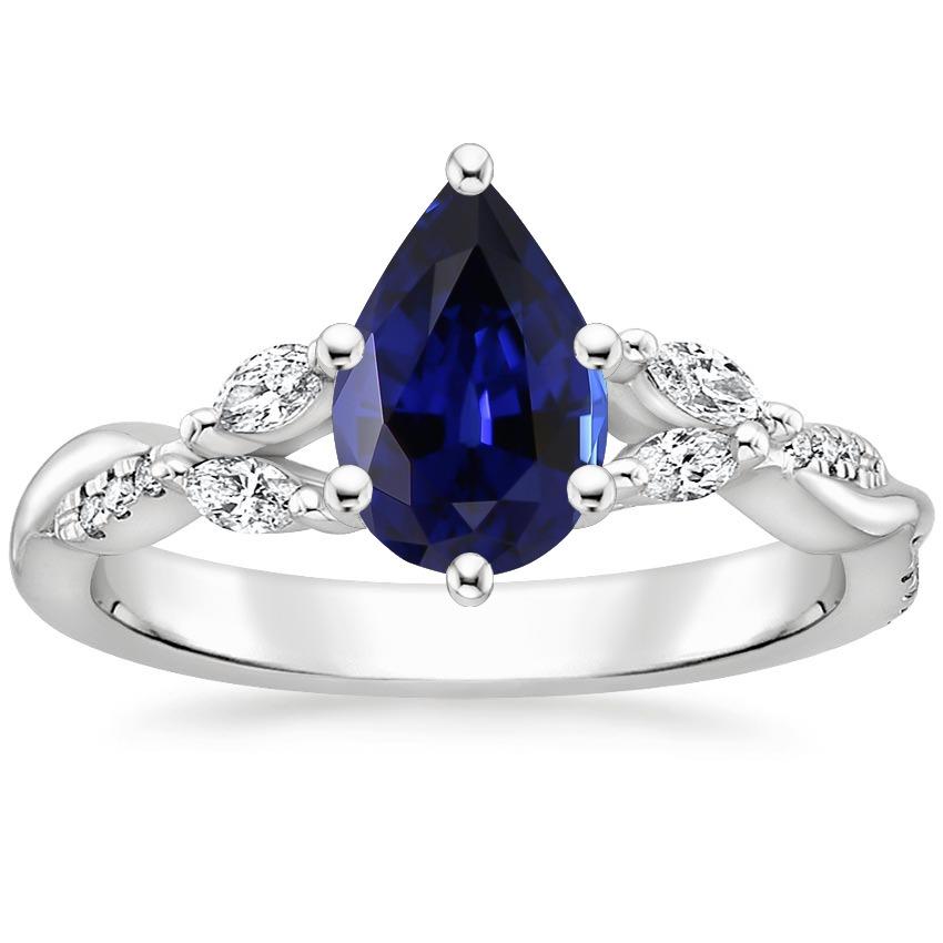 Peer blauwe saffier edelsteen ring 7,25 karaat markiezin & ronde diamanten - harrychadent.nl